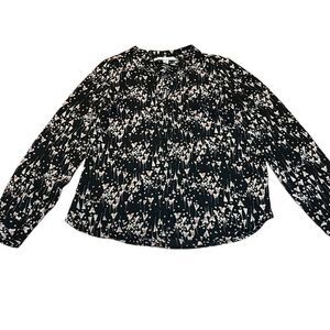 Lauren Conrad Hearts Top, black blouse, Valentine, V-neck, Small